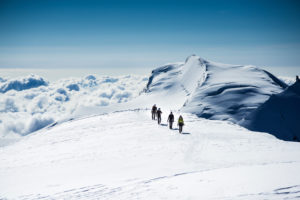 Climbers group on the glacier, Alphubel, Valais, Switzerland, Climbers group on the glacier, Alphubel, Valais, Switzerland,